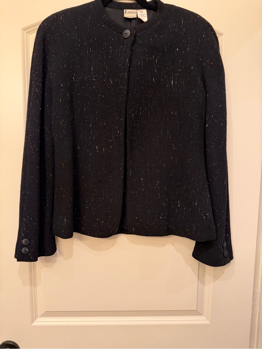 VTG Krizia Italian Black Speckled Wool Jacket Single Button Italian 42-USA 6